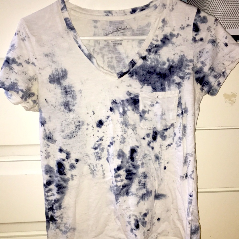 Blue Spotted V-neck Blouse